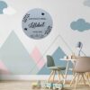 kids Personalised wall decor name welcome announcement round wooden wall sign plaque