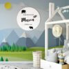 kids Personalised wall decor name welcome announcement round wooden wall sign plaque