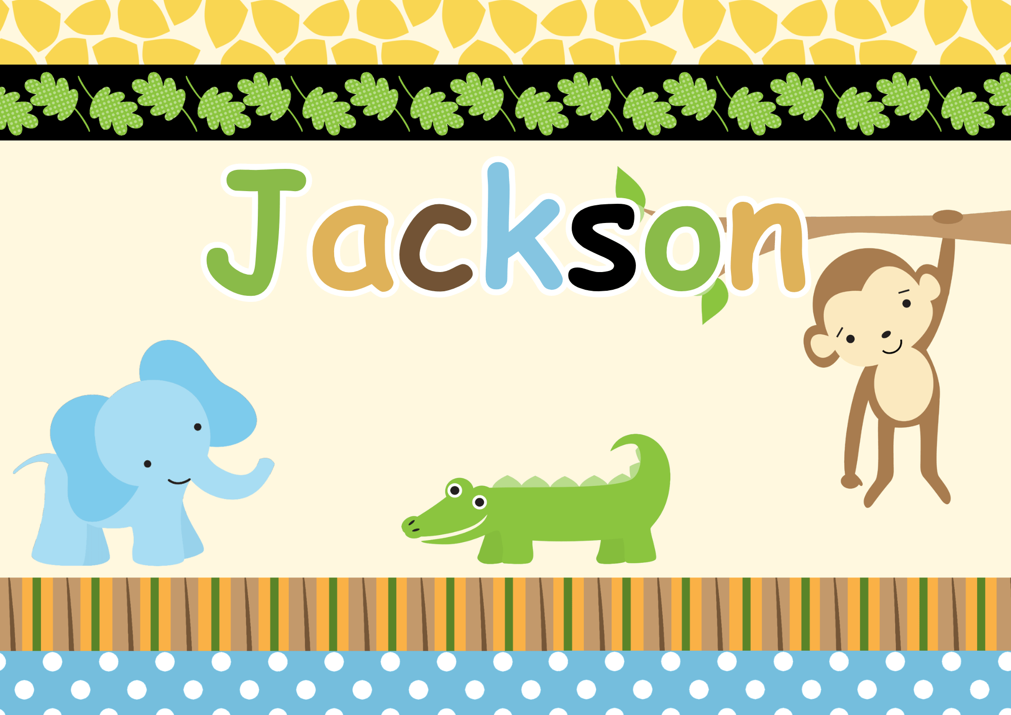 Personalised Animal Jungle Wall Art Set