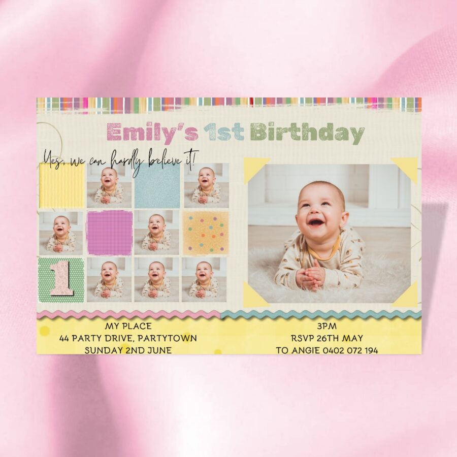 baby's 1st Birthday invitations digital download print