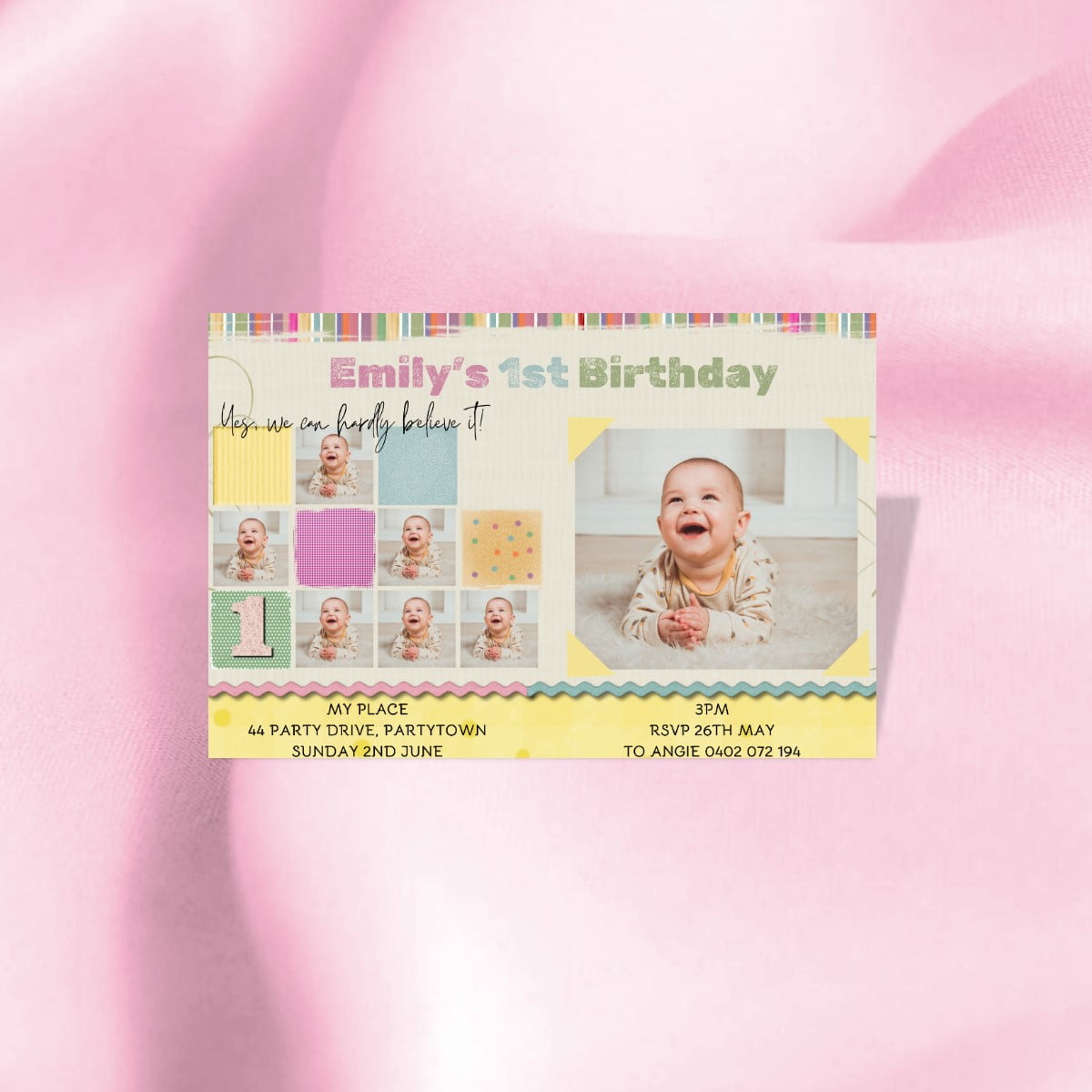 baby's 1st Birthday invitations digital download print