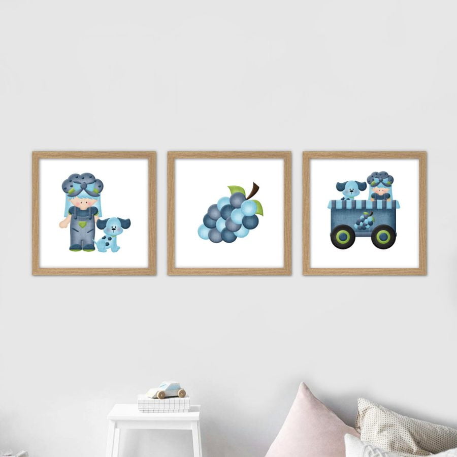 Blueberry Wall Art poster set digital print